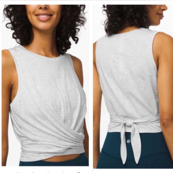 Lululemon time to restore gray sleeveless wrap tie tank Top 20825 - Picture 1 of 11